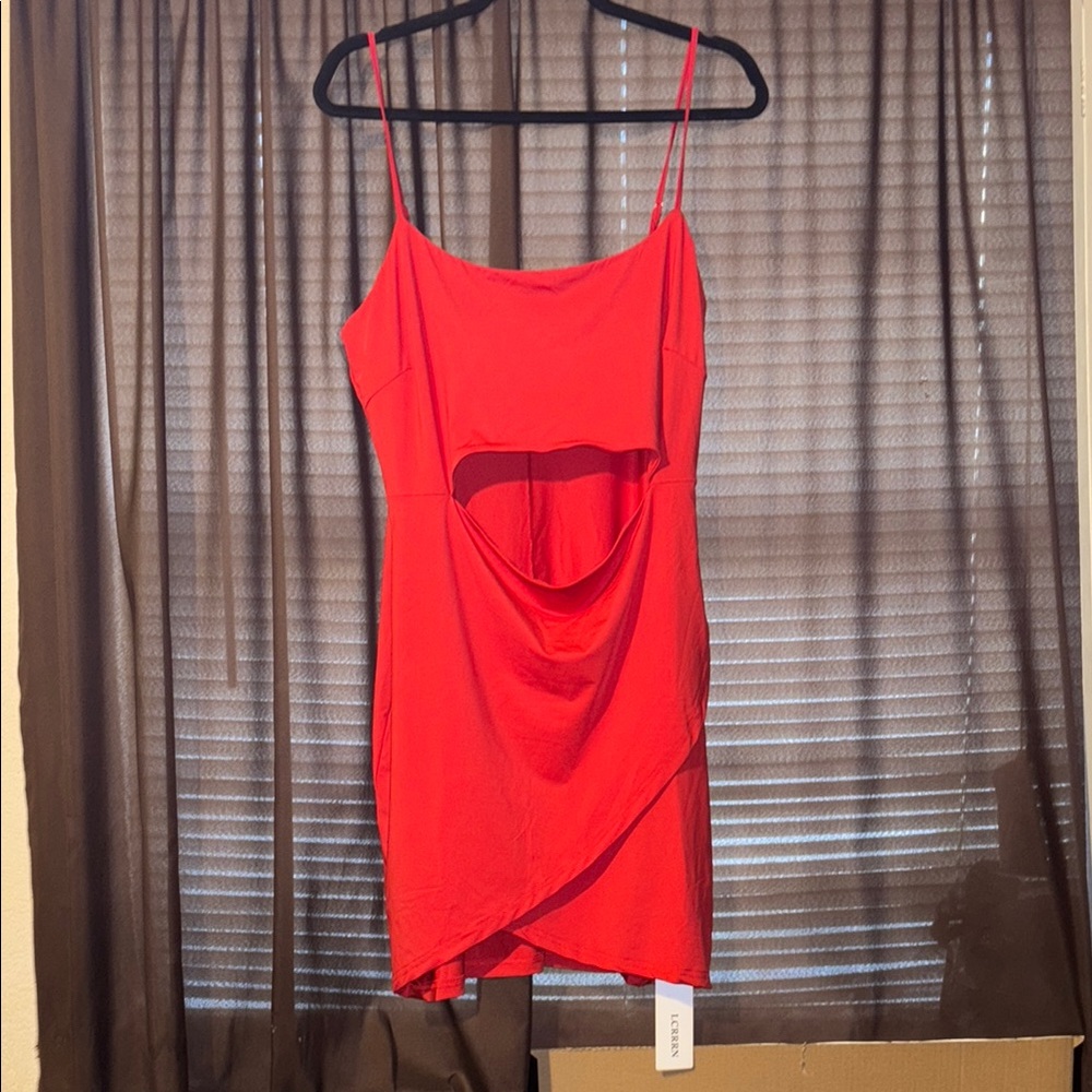 Vibrant Red Asymmetrical Bodycon Dress